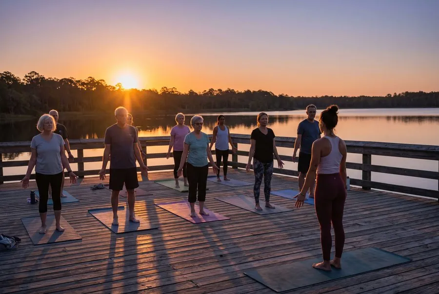 Sunset yoga on the deck
