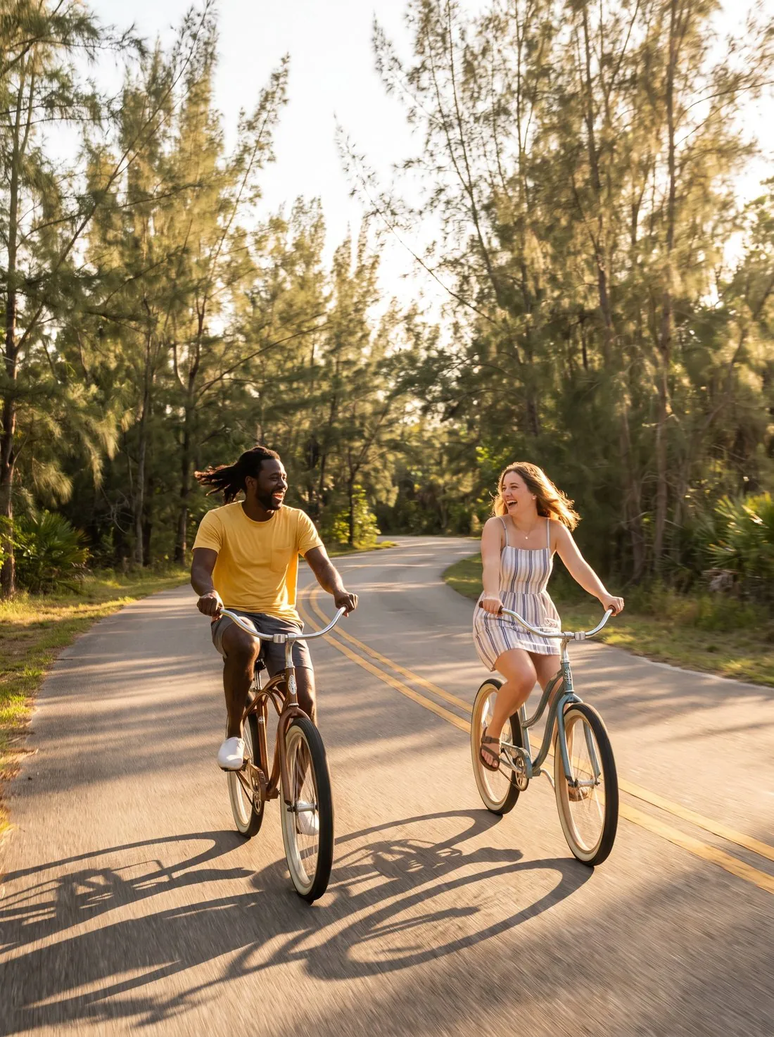 Riding bikes on the park loop road