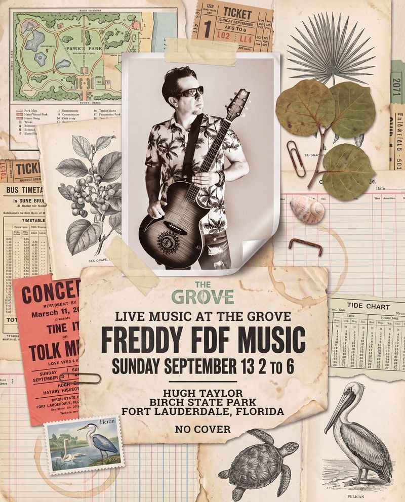 Live music at The Grove poster for Freddy FDF Music